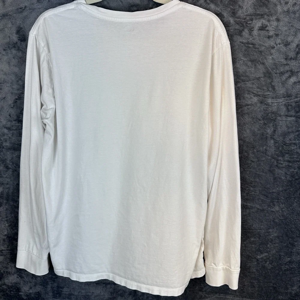 Levi's Men's Size L White Long Sleeve Crew Neck Graphic Logo Cotton Knit Tee